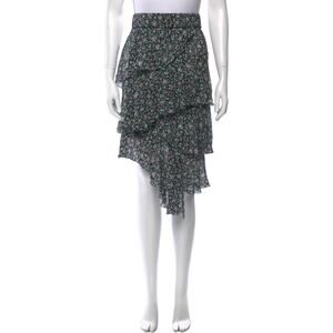 Isabel Marant �toile Black Floral Print Knee-Length Skirt Size OS